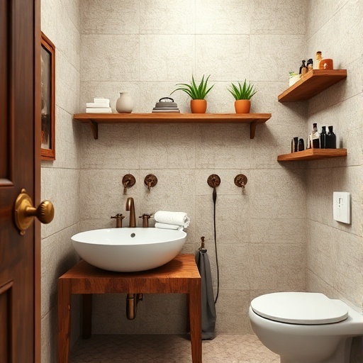 rustic bathroom with decorative tiles