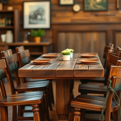 rustic wooden dining table