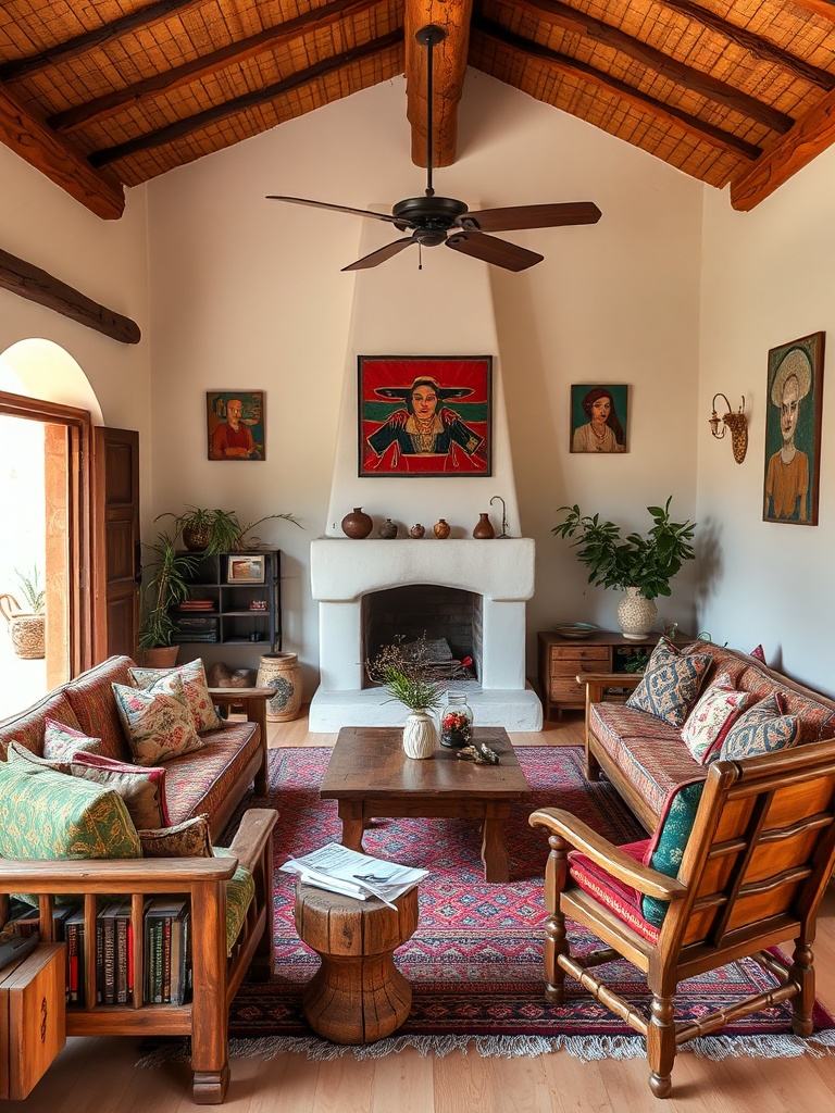 cozy rustic Mexican living room