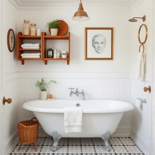 stylish bathroom with vintage decor