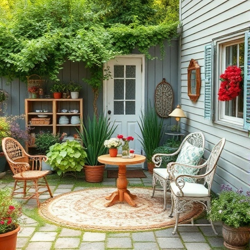 outdoor space with vintage garden decor