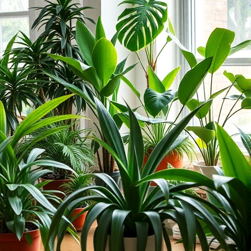 variety of indoor plants in a room