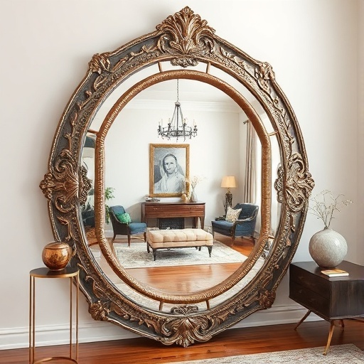 oversized decorative mirror in room