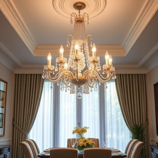 elegant chandelier in dining room
