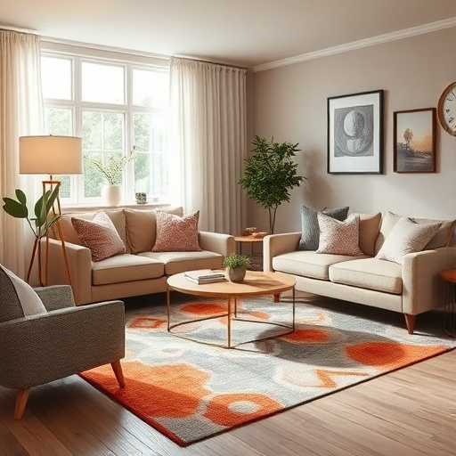 cozy living room with stylish rug