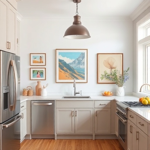 kitchen with personalized artwork