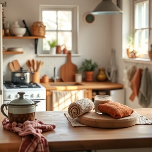 kitchen with cozy textiles