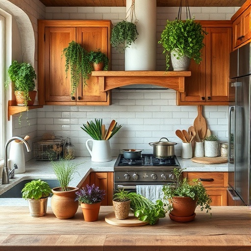 kitchen with natural decor elements