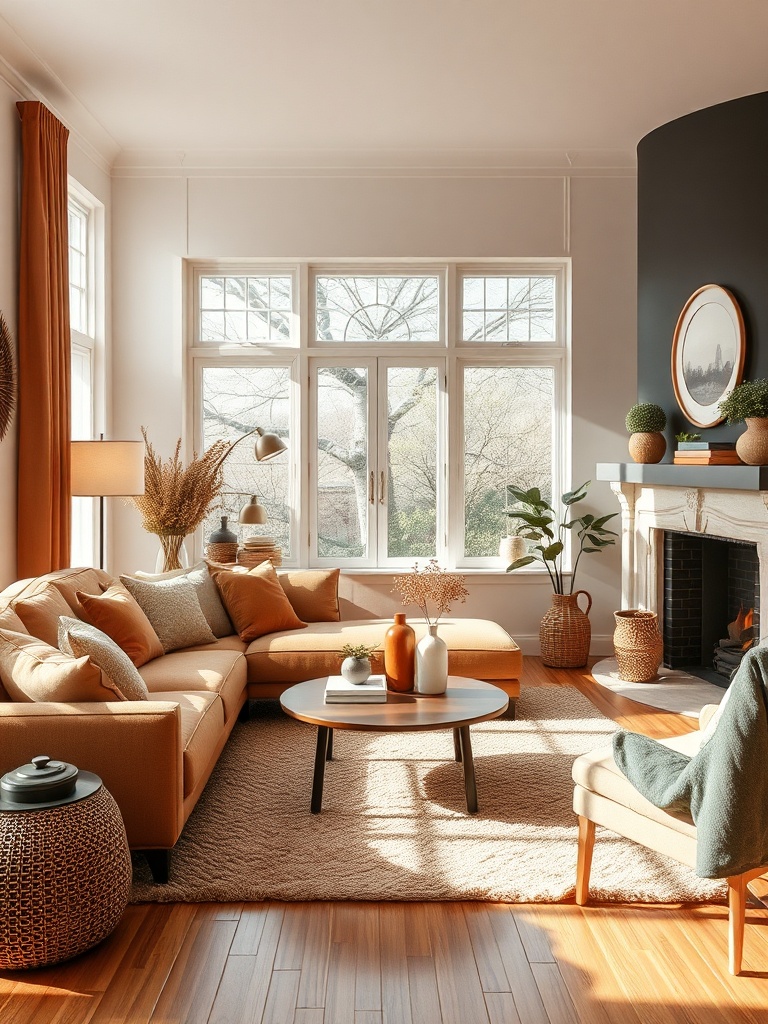 cozy living room with warm color palette