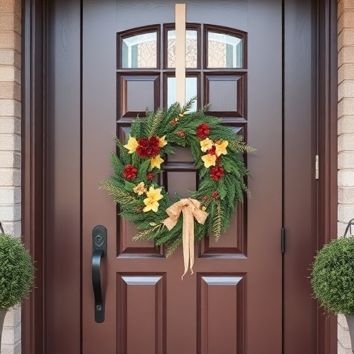 front door with seasonal wreath