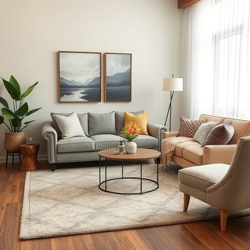 area rug defining a seating area