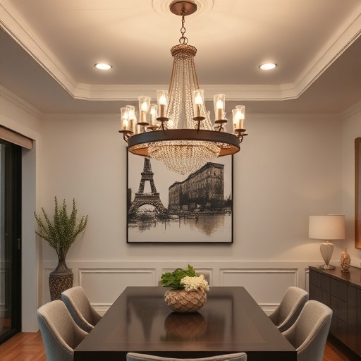 stylish chandelier in a dining room