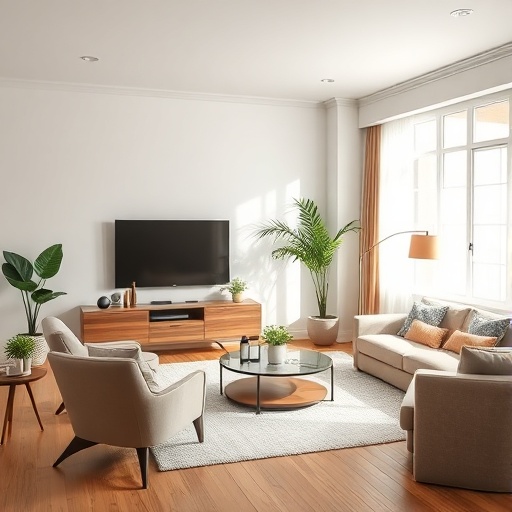 well-arranged living room with clear flow