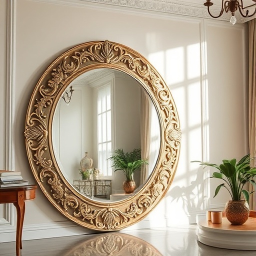 decorative mirror reflecting light in a room