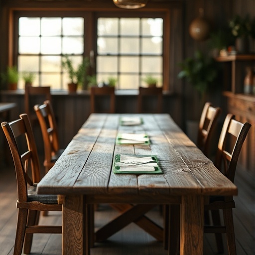 rustic wooden dining table