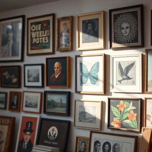 gallery wall with various art pieces