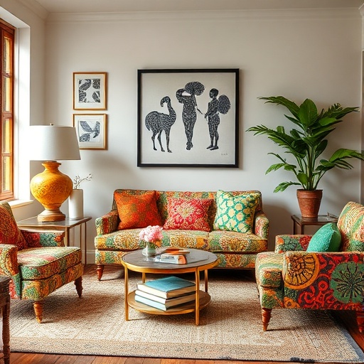 upcycled furniture with African prints