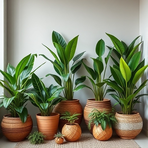 indoor plants with African decor