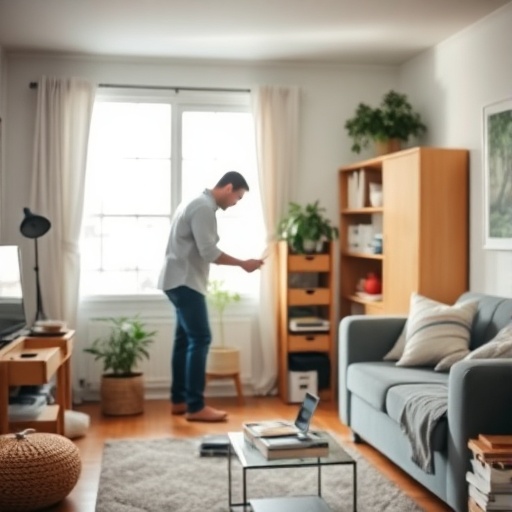 person decluttering living space