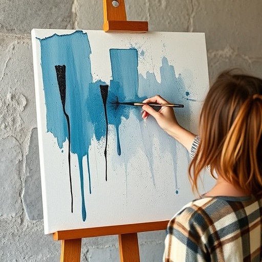 person painting canvas for wall art