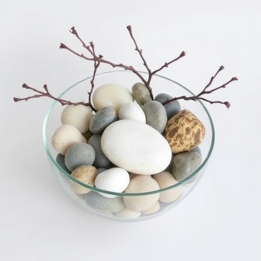 decorative bowl with stones and branches