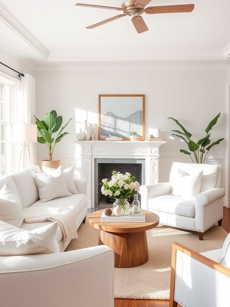 living room with white decor