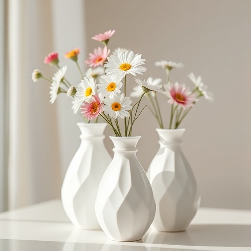 white decorative vases with flowers