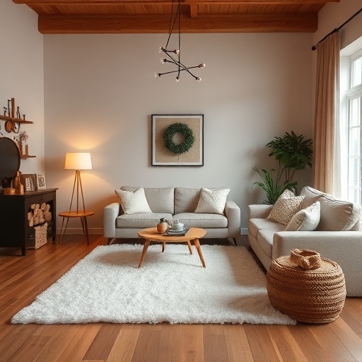 white rug in a living room