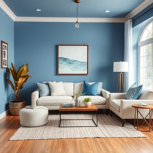 living room with winter color scheme