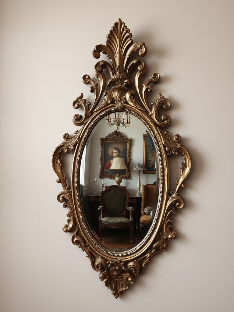 ornate antique mirror in a vintage setting