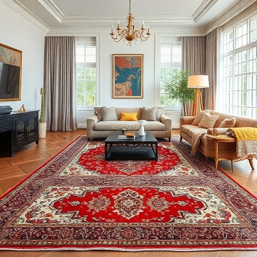 Persian antique rug in a living room