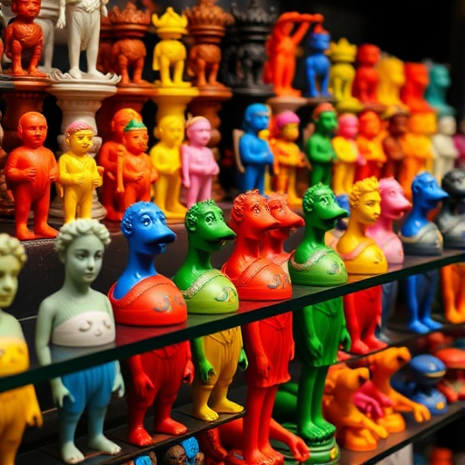 colorful collectible figurines on display