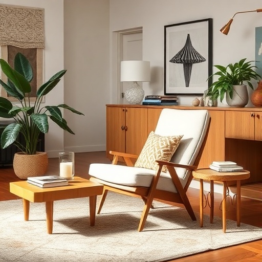 mid-century modern chair in a living room