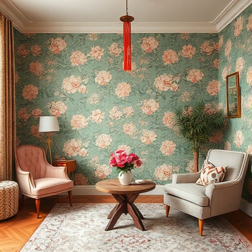 vintage floral wallpaper in a room