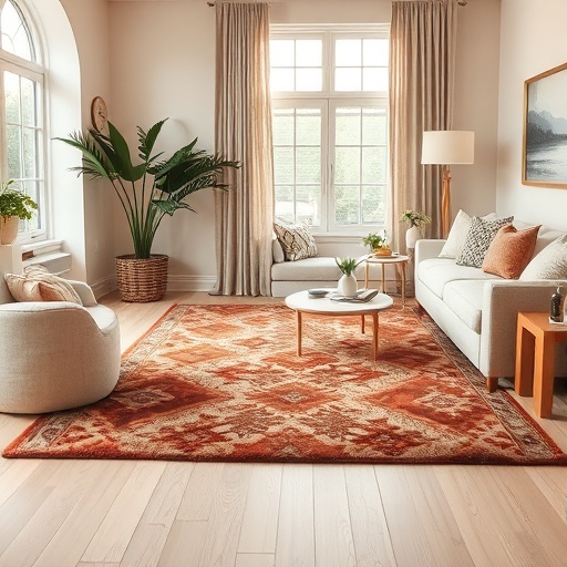 stylish area rug in a warm-toned living room