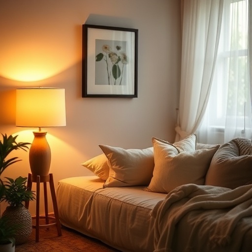 soft ambient lighting in a cozy room
