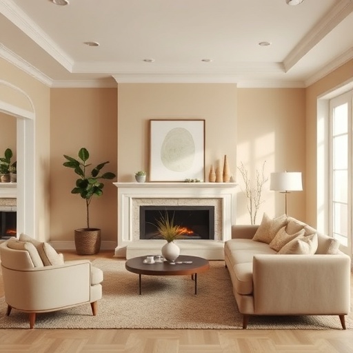 living room painted in warm neutral colors