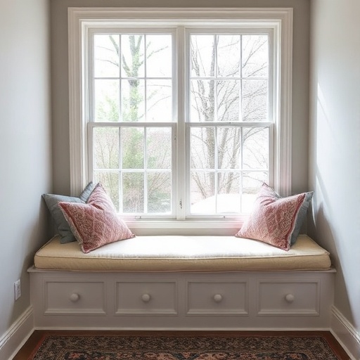 inviting window seat with plush cushions