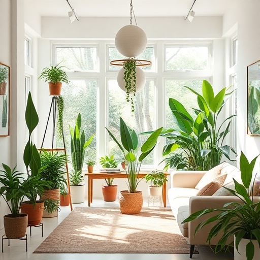 indoor plants enhancing bohemian decor