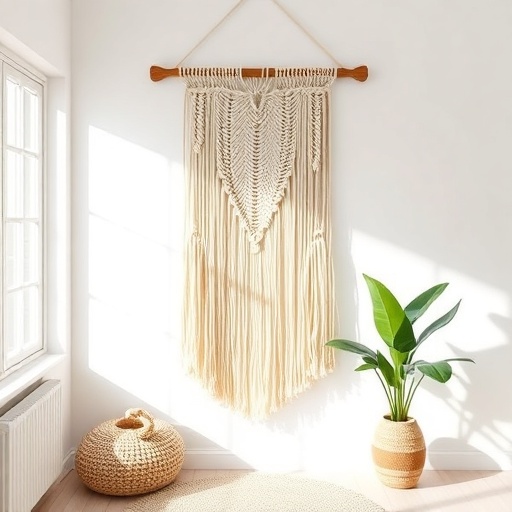 macramé wall hanging adding texture to decor
