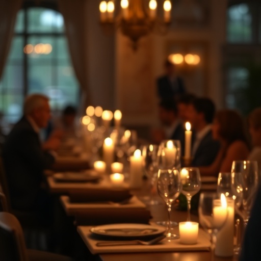 Candlelit dining table