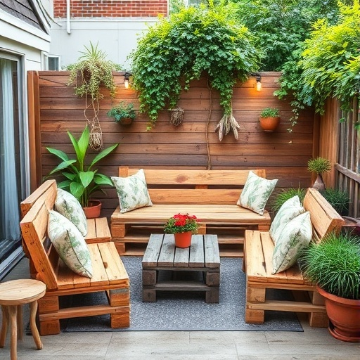cozy outdoor patio with greenery