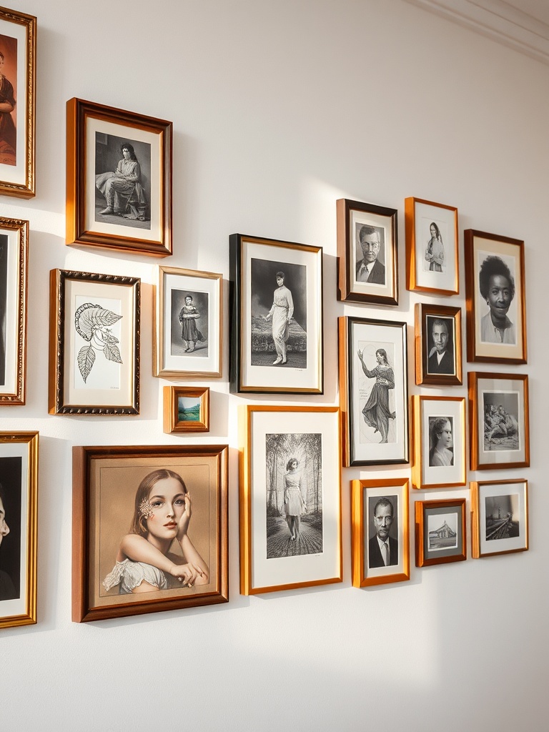 gallery wall with various art frames