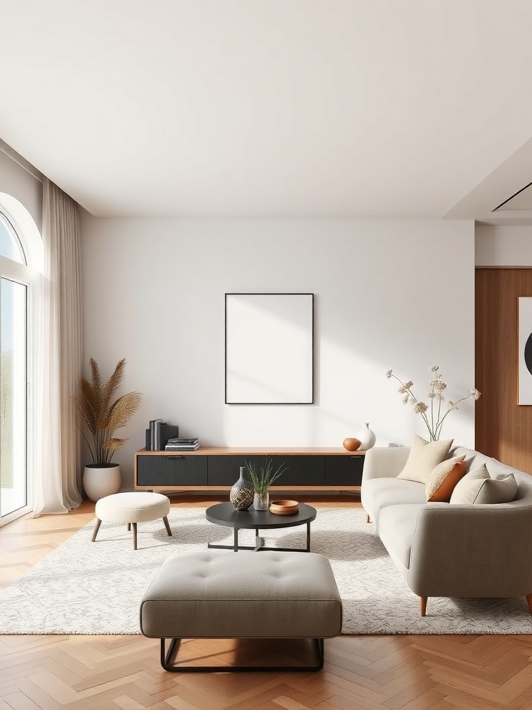 minimalist living room with neutral tones
