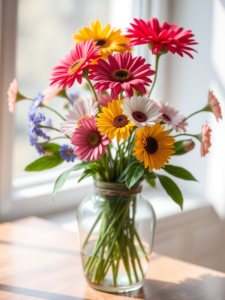 colorful vase with flowers