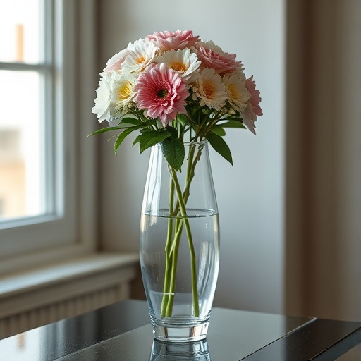 elegant glass vase with flowers