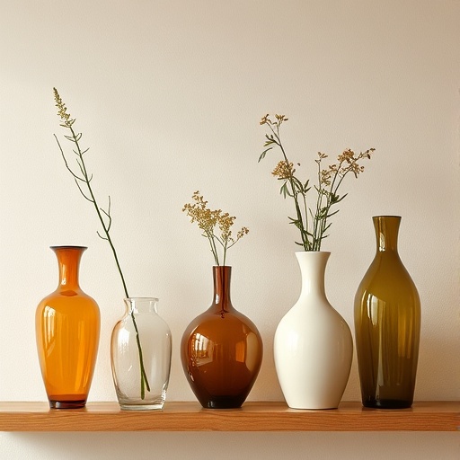 grouped vases of varying heights