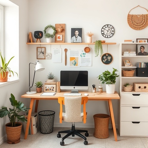 workspace with DIY decor projects