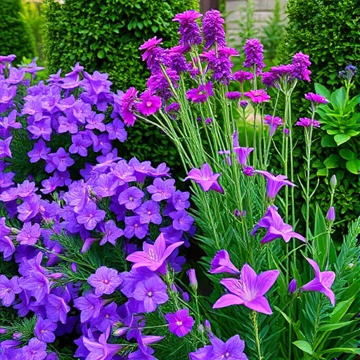garden with purple flowers