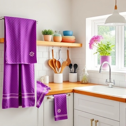 vibrant kitchen with purple accents